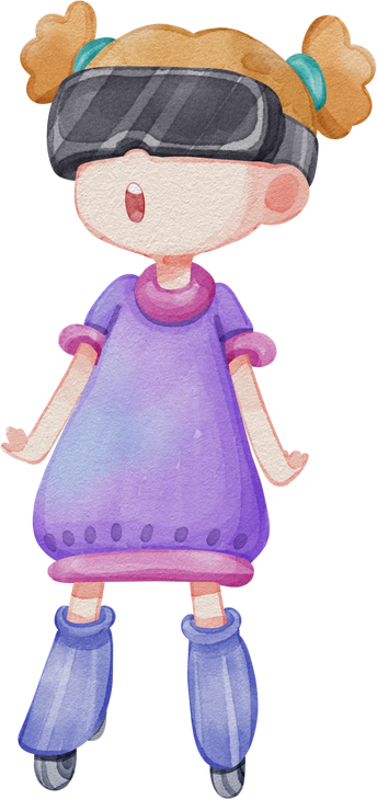 Metaverse Girl Watercolor Cartoon